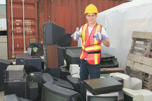 Depot staff sorting commercial recycling in Bromley