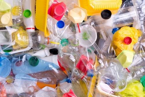 Mixed recycling bins at a commercial premises in the borough